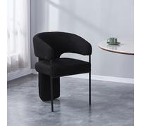 Mobilier-Deco Merla - Chaise Tissu Bouclette Noir Pieds en métal Noir