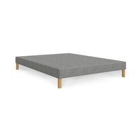 Mobilier-Deco Spring - Sommier tapissier 140x190 Tissu Gris piètement en Bois