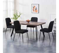 Mobilier-Deco ZERA - Lot de 4 chaises en Tissu Bouclette Noir Pieds en métal Noir