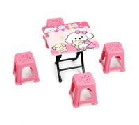 Mobilier Maison Poupée, Table Tabouret, carrée Rouge