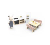 Mobilier miniature - SPEEDY MONKEY - Speedy Monkey cuisine maison de poupée - Bleu - Bois FSC - Personnage et 4 chaises