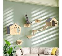 Mobilier mural pour chat avec maison confortable pour dormir, jouer et faire ses griffes
