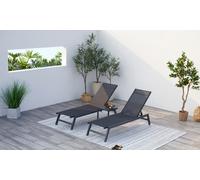 Mobilier Pérou : Lot de 2 transats et une table d appoint / Gris et noir