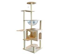 Mobilier pour Chat, Arbre À Chat avec Capsule Spatiale, Griffoir, Condo À Plusieurs Niveaux, Pompons, Tapis À Griffer, Jouets Chats D'intérieur(40x40x130cm-T7)