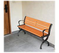 Mobilier Salon de Jardin Extérieur, Banc en Bois Massif et Fonte Robuste, Banquette de Repos 2 à 3 Personnes pour Aménager Parc, Balcon 120/150cm Terrasse et Véranda(Oranges,120cm)