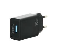 Mobilis 001360 Chargeur Secteur Universel Noir 10.5W, 1 port USB 3.2 Gen 1 Type-A, Douille Type C (Europlug), 82x35x23mm, 38g