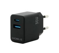 Mobilis 001362 : Chargeur Secteur/Auto Universel 30W Noir, 1x USB-A 3.2 Gen 1, 1x Micro-USB 3.2 Gen 1, Double Port, 71x38x25mm, 42g