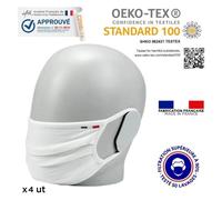 MOBILIS - 4 Masques Cat.1 Grand Public Filtration Supérieure à 90%, 50 Lavages, OEKO-TEX Standard 100, Fabriqué en France