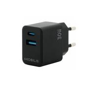 MOBILIS Adaptateur secteur MOBILIS - 30 W - Adaptateur universel - 1 USB - 1 USB Type-C - Pour Smartphone, Tablette PC - Noir