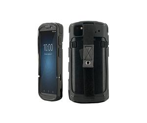 MOBILIS Coque pour Terminal Zebra TC53e TC53 TC58 + Dragonne Antichute | Etui de Protection de Niveau Militaire compatible Docking - Patte de Saisie & Porte-Stylet - Antimicrobien - Noir