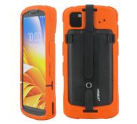 MOBILIS Coque pour Zebra TC53e TC53 TC58 + Dragonne - Haute Visibilité | Etui de Protection de Niveau Militaire compatible Docking - Patte de Saisie Antichute & Porte-Stylet - Antimicrobien - Orange