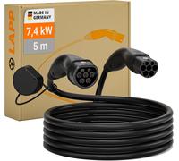 Mobility Câble De Recharge 5m Type 2 7,4 Kw - Lisse - 32 A - Monophasé - Câble De Recharge Pour Voiture Électrique - Mode 3 - Fabriqué En Allemagne, Noir