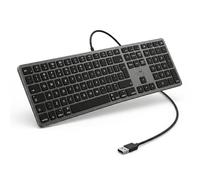 Mobility Lab Clavier Filaire QWERTY pour Mac - USB, Plug & Play - Touches Silencieuses, Design Ultra Slim - Compatibilité, Mac Mini - Raccourcis Multimédia - Noir/Gris, Confort de Frappe