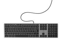 Mobility Lab Clavier Filaire QWERTY pour Mac - USB, Plug & Play - Touches Silencieuses, Design Ultra Slim Noir/Gris - Compatible Mac Mini et - Raccourcis Multimédia - Confort Ergonomique