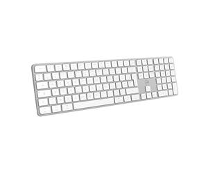 Mobility Lab Clavier Mac KMP2000W sans Fil AZERTY - Connexions Multi-Dispositifs USB 2.4 GHz + Bluetooth - 15 Raccourcis Multimédia - Recharge Rapide USB-C - Bureau, Maison, Voyage - Blanc Élégant