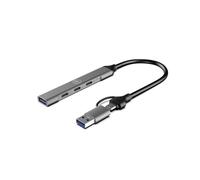 Mobility Lab - Hub 2 en 1 en USB ou USB-C - 3 Ports USB-C et 1 Port USB - Design très Fin - Transfert de données Ultra Rapide - Compatibilité macOS et Windows