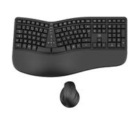 MOBILKTY Lab - Ergo C30W - Combo Clavier + Souris sans Fil Ergonomique - AZERTY, Repose-Poignets, Disposition Ergonomique, Inclinaison Ajustable du Clavier, DPI réglables - Windows