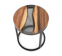 mobiltema - Table de Chevet Bois, Table Basse epoxy, Chaque Article est Unique et inimitable, Table de Nuit Noyer Massif, Table d’appoint Ronde, Table Basse Bois, Style Industriel, 40Dx45H