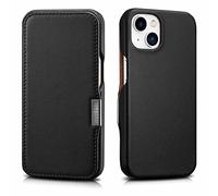 Mobiskin Coque Compatible avec Apple iPhone 13 Mini (5,4 Pouces), Case avec Cuir véritable, Etui Ultra-Slim, Housse, Pochette de Protection Rabattable, Noir