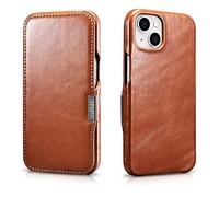 Mobiskin Coque Compatible avec Apple iPhone 13 Mini (5,4 Pouces), Case avec Cuir véritable, Etui Ultra-Slim, Housse, Pochette de Protection Rabattable, Brun Vintage
