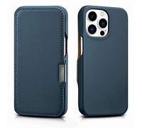 Mobiskin Coque Compatible avec Apple iPhone 13 Pro Max (6,7 Pouces), Case avec Cuir véritable, Etui Ultra-Slim, Housse, Pochette de Protection Rabattable, Bleu