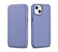 Mobiskin Coque Compatible avec Apple iPhone 14 (6,1 Pouces), Case avec Cuir véritable, Etui Ultra-Slim, Housse, Pochette de Protection Rabattable, Violet