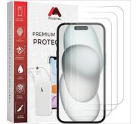 Mobitel 3-Pack Screen Protector for iPhone 15, iPhone 15 Pro and iPhone 16, 9H Hardness 6.1-Inch Tempered Glass Case-Friendly Protector, Anti-Scratch, Anti-Bubble with Easy Installation