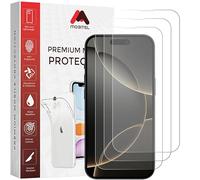 Mobitel Lot de 3 films protecteurs d'écran pour iPhone 16 Pro Max, dureté 9H 6,7" en verre trempé compatible avec les coques, anti-rayures, anti-bulles avec installation facile, solide et sensible HD