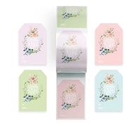 Mobiusea Creation Lot de 100 étiquettes autocollantes pour panier de Pâques et sacs cadeaux de Pâques | 7,6 x 5,1 cm | Assortiment de couleurs pastel | Étiquettes de Pâques