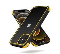 MobNano Coque Compatible avec iPhone 12/12 Pro 360 degrés Antichoc Pro Anti-Rayures Transparente PC/TPU Silicone Etui pour iPhone 12/12 Pro - Noir/Jaune