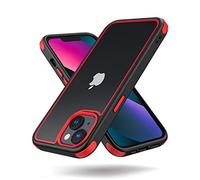 MobNano Coque Compatible avec iPhone 13/14 360 degrés Antichoc Pro Anti-Rayures Transparente PC/TPU Silicone Etui pour iPhone 13/14 - Noir/Rouge