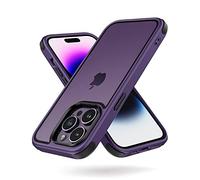 MobNano Coque Compatible avec iPhone 14 Pro(6.1"), Militaire Antichoc, Conception de Caméra Protection, Arrière Transparent, Quatre Coins Housse Bumper - Pourpre/Noir