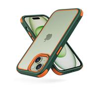 MobNano Coque Compatible avec iPhone 15 360 degrés Antichoc Pro Anti-Rayures Transparente PC/TPU Silicone Etui pour iPhone 15 - Vert/Orange