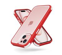 MobNano Coque Compatible avec iPhone 15 360 degrés Antichoc Pro Anti-Rayures Transparente PC/TPU Silicone Etui pour iPhone 15 - Rouge/Blanc