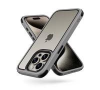 MobNano Coque Compatible avec iPhone 15 Pro Max 360 degrés Antichoc Pro Anti-Rayures Transparente PC/TPU Silicone Etui pour iPhone 15 Pro Max - Gris Titane/Noir