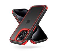 MobNano Coque Compatible avec iPhone 15 Pro Max 360 degrés Antichoc Pro Anti-Rayures Transparente PC/TPU Silicone Etui pour iPhone 15 Pro Max - Noir/Rouge