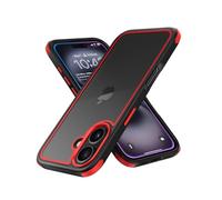 MobNano Coque Compatible avec iPhone 16 360 degrés Antichoc Pro Anti-Rayures Transparente PC/TPU Silicone Etui pour iPhone 16 - Noir/Rouge