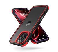 MobNano Coque Compatible avec iPhone 16 Pro Max 360 degrés Antichoc Pro Anti-Rayures Transparente PC/TPU Silicone Etui pour iPhone 16 Pro Max - Noir/Rouge