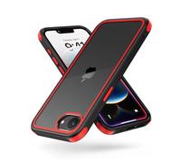 MobNano Coque Compatible avec iPhone 16e 360 degrés Antichoc Pro Anti-Rayures Transparente PC/TPU Silicone Etui pour iPhone 16e - Noir/Rouge
