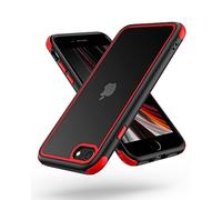 MobNano Coque Compatible avec iPhone SE 2020/2022 5G et iPhone 7/8 360 degrés Antichoc Pro Anti-Rayures Transparente PC/TPU Silicone Etui pour iPhone 7/8/SE2020/SE2022 - Noir/Rouge