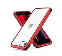 MobNano Coque Compatible avec iPhone SE 2020/2022 5G et iPhone 7/8 360 degrés Antichoc Pro Anti-Rayures Transparente PC/TPU Silicone Etui pour iPhone 7/8/SE2020/SE2022 - Rouge/Noir