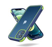 MobNano Coque Hybride Ultra Fine en Silicone Antichoc pour iPhone 12, iPhone 12 Pro, Dos Rigide et Transparent, Protection d'appareil Photo, Coque de téléphone Indestructible à 360° - Bleu Vert