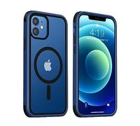 MobNano Coque Magnétique pour iPhone 12/iPhone 12 Pro, Compatible avec MagSafe, Hybrid Coque pour iPhone 12/12 Pro avec Color, Protection Antichoc Militaire, Housse Anti Rayures - Bleu Noir