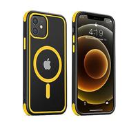 MobNano Coque Magnétique pour iPhone 12/iPhone 12 Pro, Compatible avec MagSafe, Hybrid Coque pour iPhone 12/12 Pro avec Color, Protection Antichoc Militaire, Housse Anti Rayures - Noir Jaune