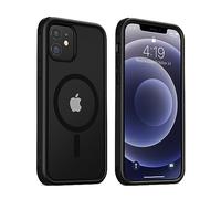 MobNano Coque Magnétique pour iPhone 12/iPhone 12 Pro, Compatible avec MagSafe, Hybrid Coque pour iPhone 12/12 Pro avec Color, Protection Antichoc Militaire, Housse Anti Rayures - Noir