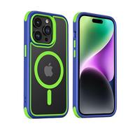MobNano Coque Magnétique pour iPhone 14 Pro, Compatible avec MagSafe, Hybrid Coque pour iPhone 14 Pro avec Color, Protection Antichoc Militaire, Housse Anti Rayures - Bleu/Vert