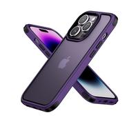 MobNano Coque Mat pour iPhone 14 Pro (6.1") Pouces, Protection Antichoc Qualité Militaire, Étui Housse Arrière Translucide Givrée, Anti-Empreintes Digitales (Pourpre/Noir)