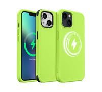 MobNano Coque pour iPhone 13/14, Compatible avec MagSafe, Étui de Protection Antichoc Mat Givré, 2 Styles de Couleur Remplaçables, Housse Anti-Rayures Protection Complète iPhone 13/14 - Vert Fluo