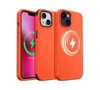 MobNano Coque pour iPhone 13/14, Compatible avec MagSafe, Étui de Protection Antichoc Mat Givré, 2 Styles de Couleur Remplaçables, Housse Anti-Rayures Protection Complète iPhone 13/14 - Orange