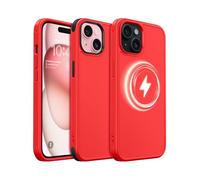 MobNano Coque pour iPhone 15, Compatible avec MagSafe, Étui de Protection Antichoc Mat Givré, 2 Styles de Couleur Remplaçables, Housse Anti-Rayures Protection Complète iPhone 15 - Rouge